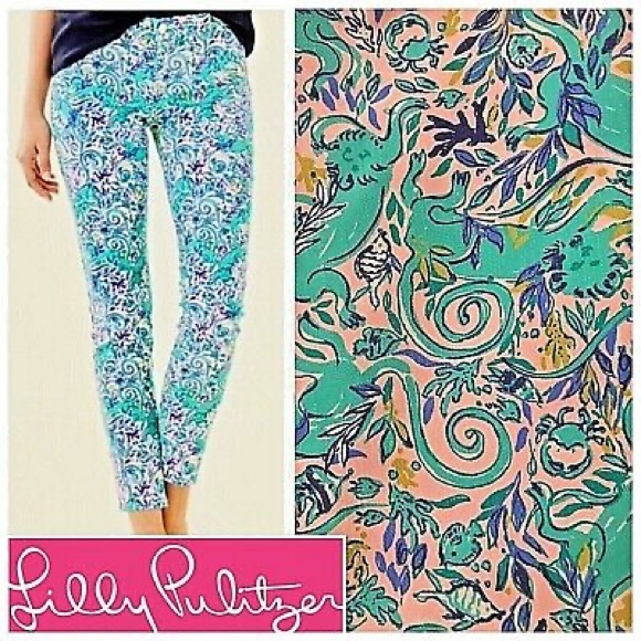 NWT Lilly Pulitzer South Ocean Skinny Monkey Sea 0 - Picture 1 of 4